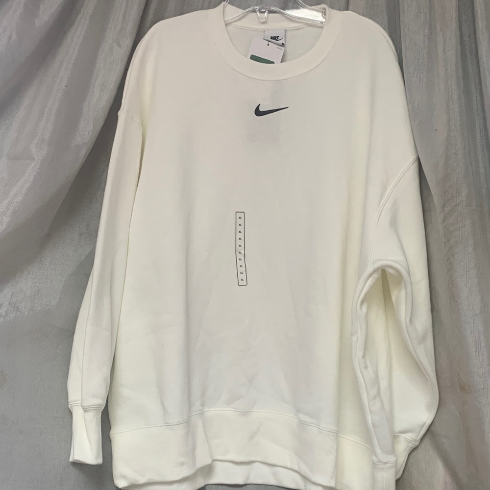 Nike Off-White Crewneck Sweatshirt with Black Swoosh